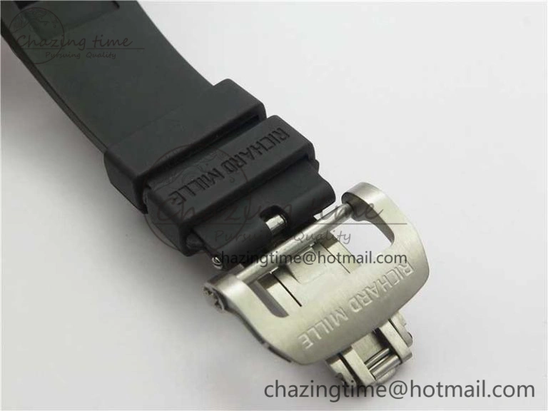 RM001 Tourbillon Brushed SS JBF Best Edition Black Dial on Rubber Strap