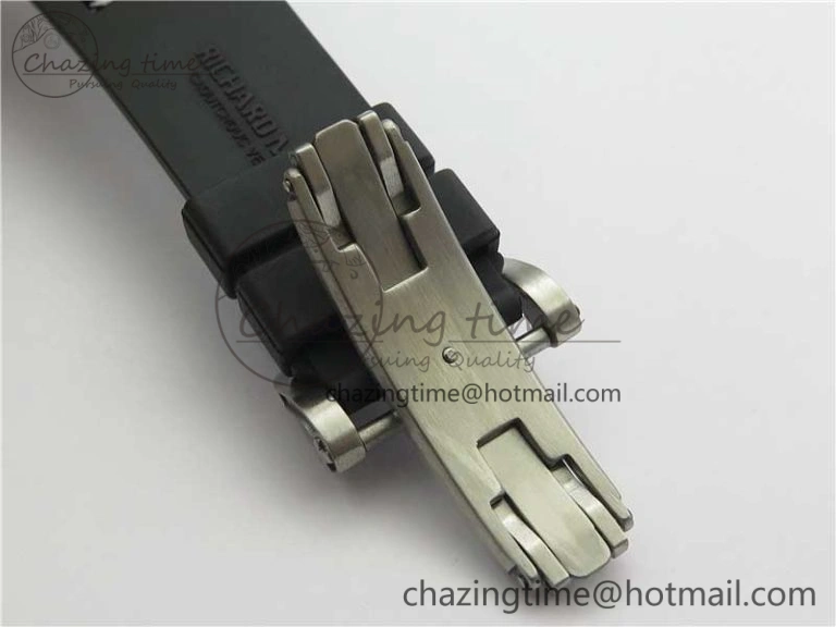 RM001 Tourbillon Brushed SS JBF Best Edition Black Dial on Rubber Strap