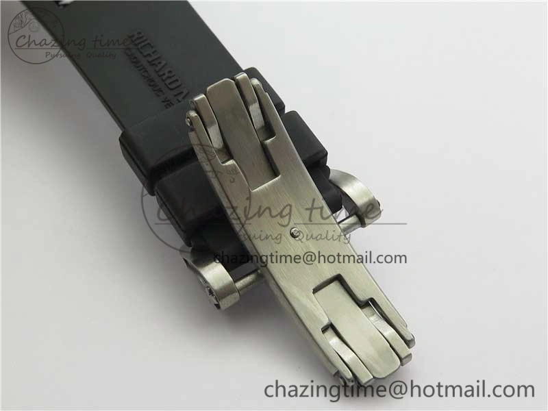 RM001 Tourbillon Brushed SS JBF Best Edition Black Dial on Rubber Strap