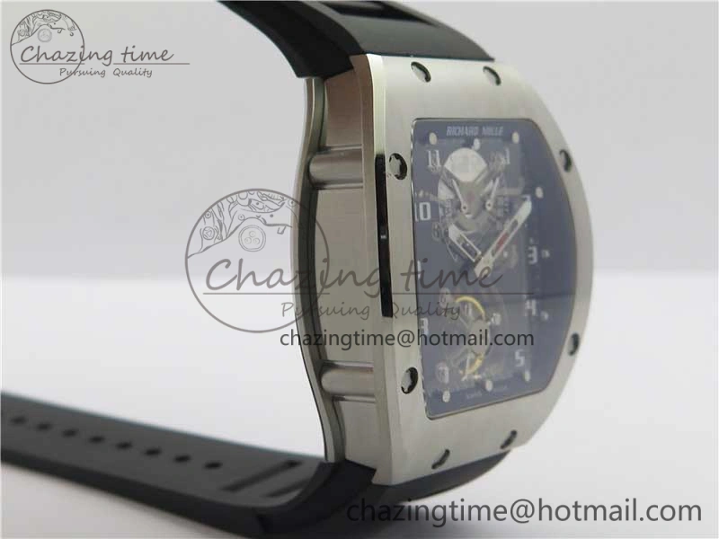 RM001 Tourbillon Brushed SS JBF Best Edition Black Dial on Rubber Strap