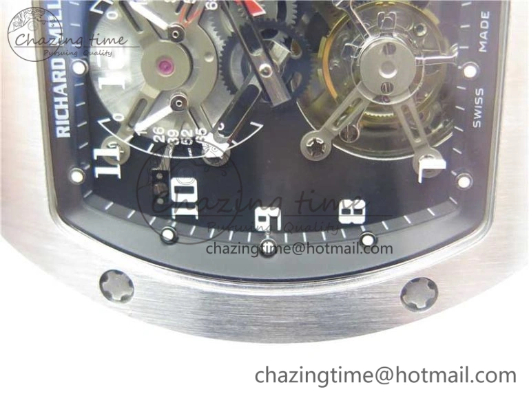 RM001 Tourbillon Brushed SS JBF Best Edition Black Dial on Rubber Strap