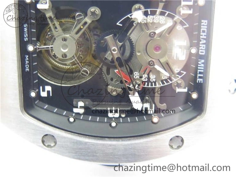 RM001 Tourbillon Brushed SS JBF Best Edition Black Dial on Rubber Strap