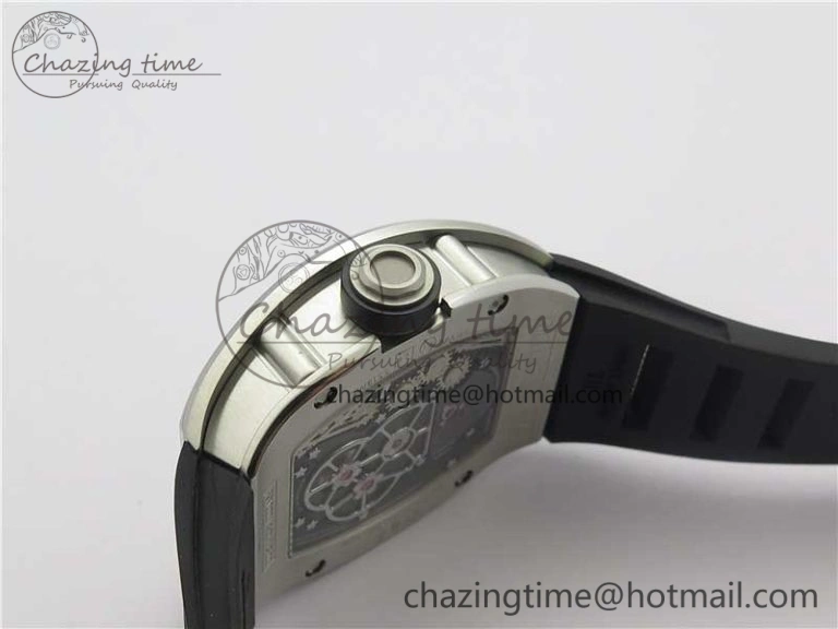 RM001 Tourbillon Brushed SS JBF Best Edition Black Dial on Rubber Strap