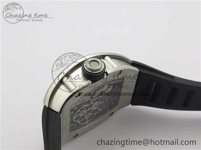 RM001 Tourbillon Brushed SS JBF Best Edition Black Dial on Rubber Strap