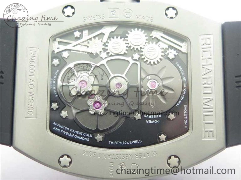 RM001 Tourbillon Sandblasted SS JBF Best Edition Black Dial on Rubber Strap