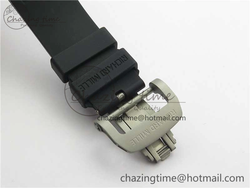 RM001 Tourbillon Sandblasted SS JBF Best Edition Black Dial on Rubber Strap
