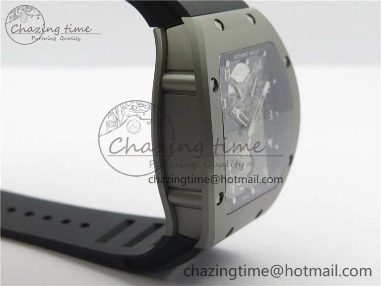 RM001 Tourbillon Sandblasted SS JBF Best Edition Black Dial on Rubber Strap