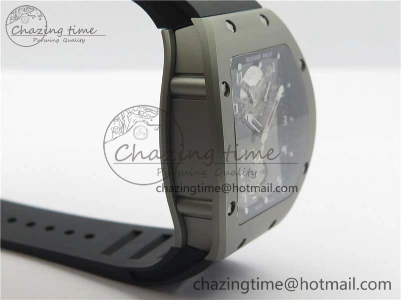 RM001 Tourbillon Sandblasted SS JBF Best Edition Black Dial on Rubber Strap