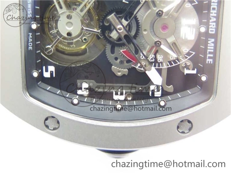 RM001 Tourbillon Sandblasted SS JBF Best Edition Black Dial on Rubber Strap