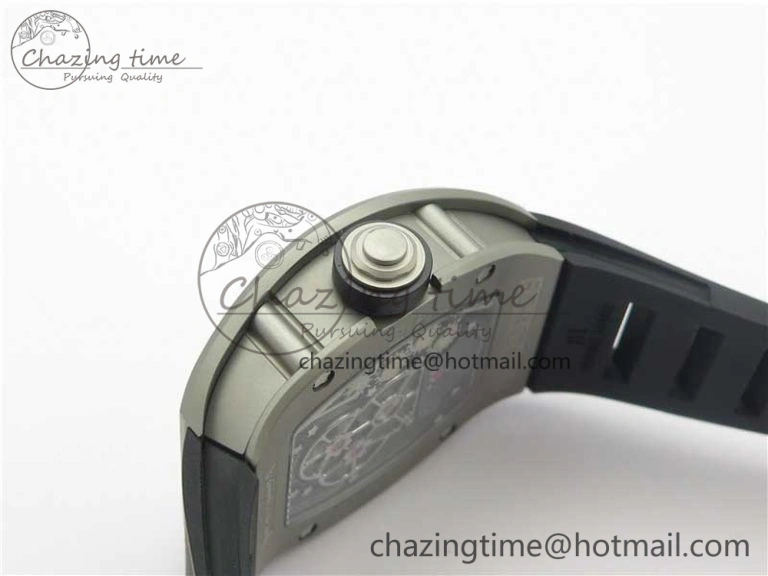RM001 Tourbillon Sandblasted SS JBF Best Edition Black Dial on Rubber Strap
