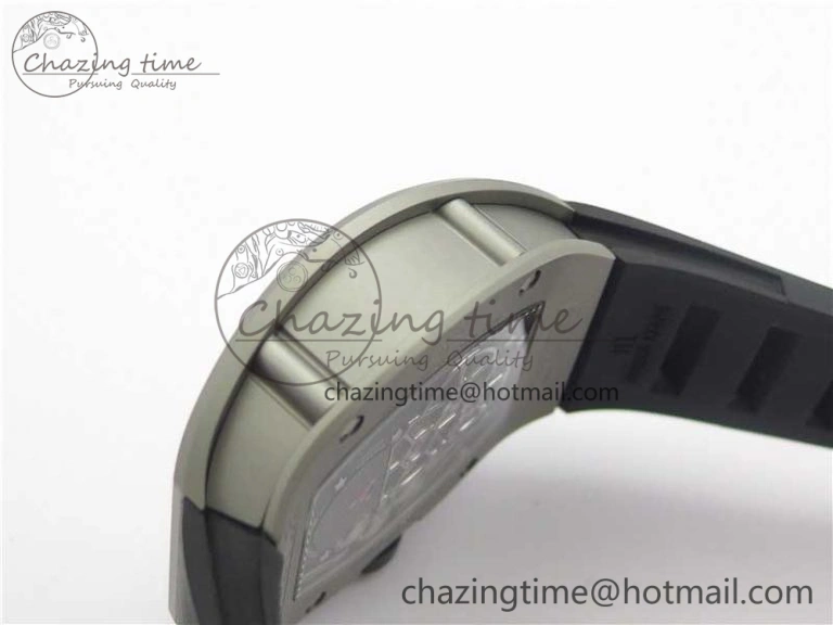 RM001 Tourbillon Sandblasted SS JBF Best Edition Black Dial on Rubber Strap