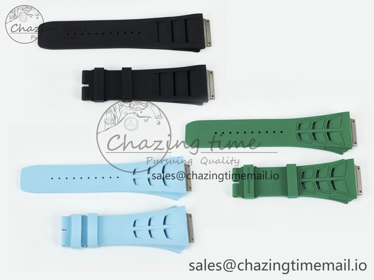 RM011 1:1 Best Edition Black Blue Green Rubber Strap (Fits the Gen size)