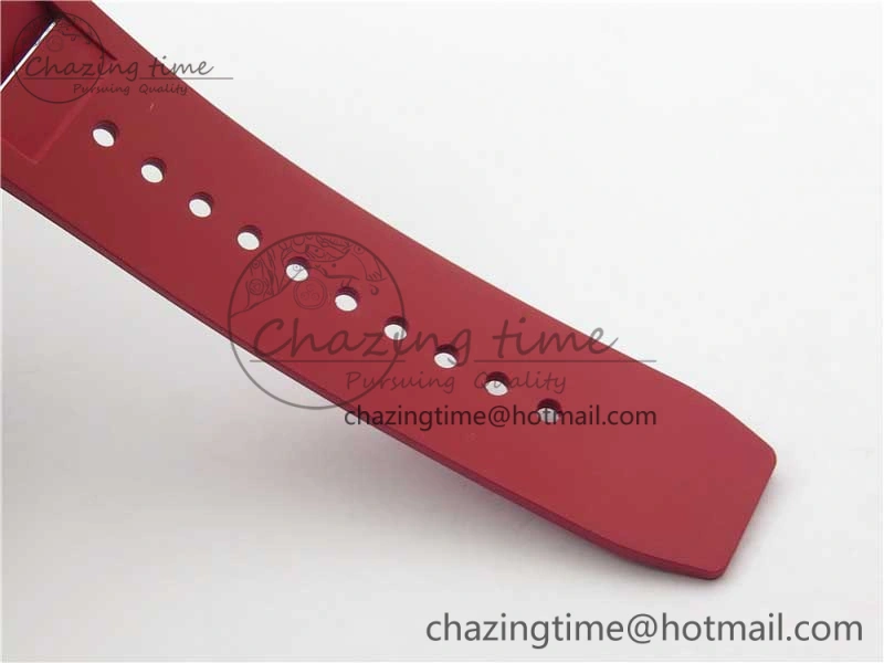 RM011 Carbon Case Carbon Bezel Chronograph KVF 1:1 Best Edition Skeleton Dial Red RG on Red Rubber Strap A7750 V2