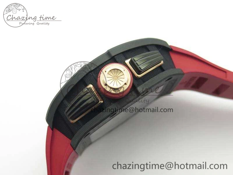 RM011 Carbon Case Chrono KVF 1:1 Best Edition Carbon Bezel Skeleton Dial On Rubber Strap A7750