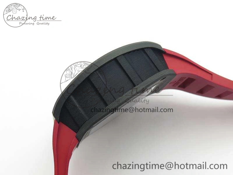 RM011 Carbon Case Chrono KVF 1:1 Best Edition Carbon Bezel Skeleton Dial On Rubber Strap A7750