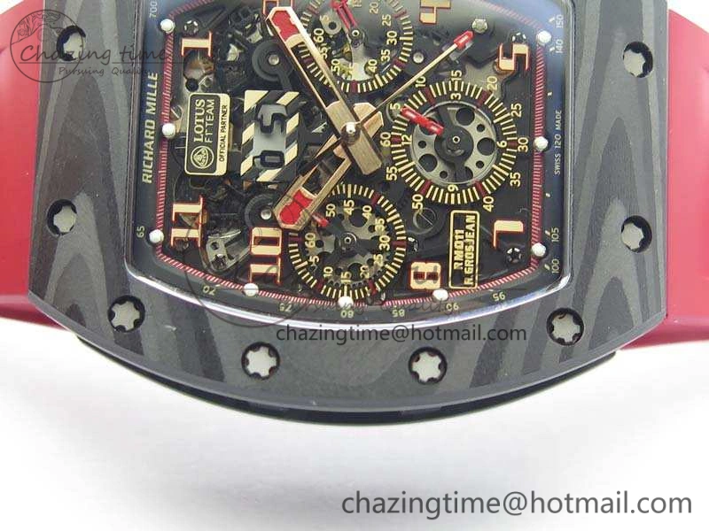 RM011 Carbon Case Chrono KVF 1:1 Best Edition Carbon Bezel Skeleton Dial On Rubber Strap A7750