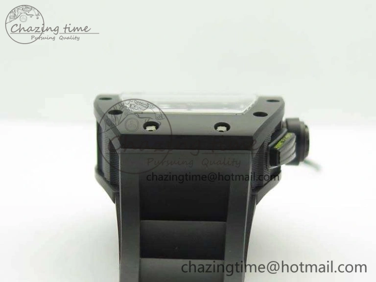 RM011 Carbon Case Chrono KVF 1:1 Best Edition Ceramic Bezel Skeleton Dial On Rubber Strap A7750