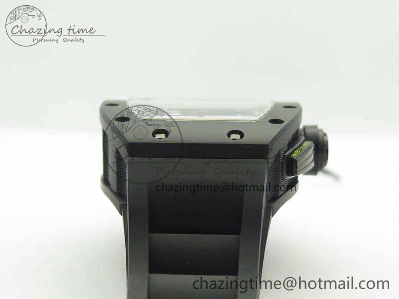 RM011 Carbon Case Chrono KVF 1:1 Best Edition Ceramic Bezel Skeleton Dial On Rubber Strap A7750