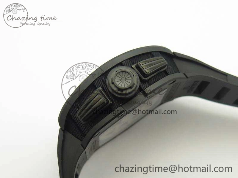 RM011 Carbon Case Chrono KVF 1:1 Best Edition Ceramic Bezel Skeleton Dial On Rubber Strap A7750