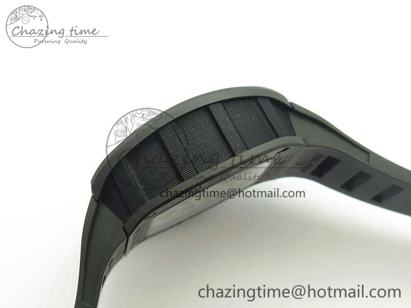 RM011 Carbon Case Chrono KVF 1:1 Best Edition Ceramic Bezel Skeleton Dial On Rubber Strap A7750