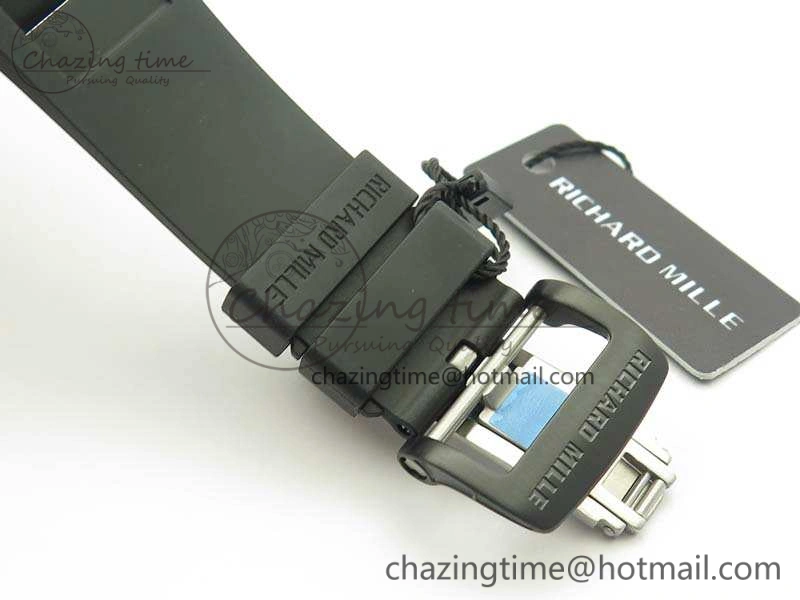 RM011 Carbon Case Chrono KVF 1:1 Best Edition Ceramic Bezel Skeleton Dial On Rubber Strap A7750