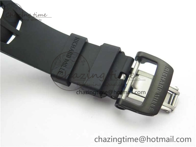 RM011 Carbon Case Chrono KVF 1:1 Best Edition Crystal Skeleton Yellow Dial on Black Racing Rubber Strap A7750 V2