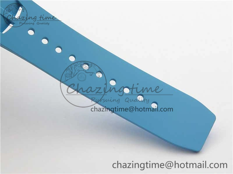 RM011 Carbon Case Chrono KVF 1:1 Best Edition Crystal Skeleton Yellow Dial on Blue Racing Rubber Strap A7750 V2