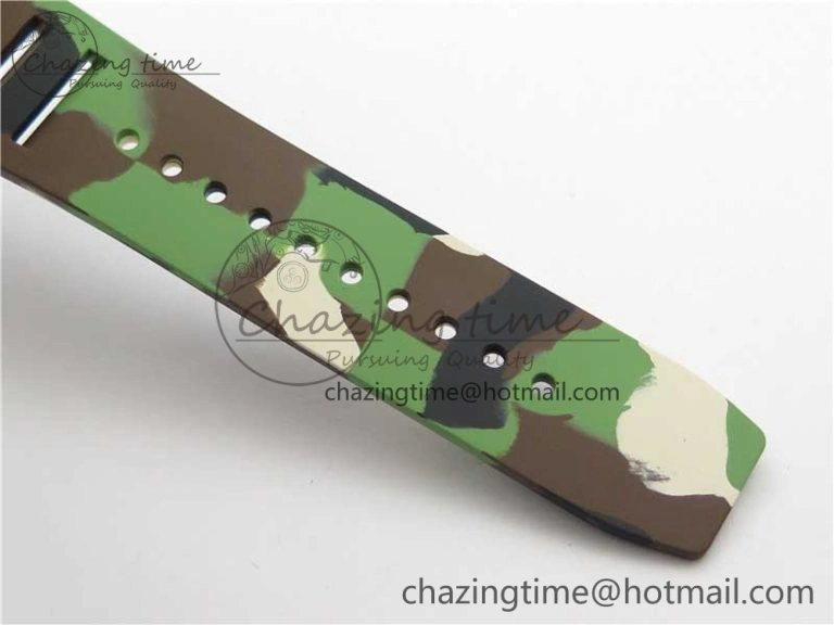 RM011 Carbon Case Chrono KVF 1:1 Best Edition Crystal Skeleton Yellow Dial on Camouflage Rubber Strap A7750 V2