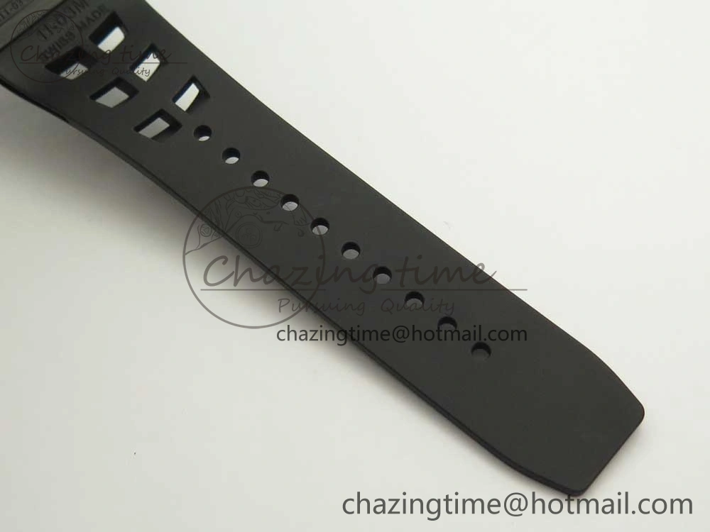RM011 Carbon Case Chrono KVF 1:1 Best Edition Crystal Skeleton Yellow Dial on Racing Rubber Strap A7750