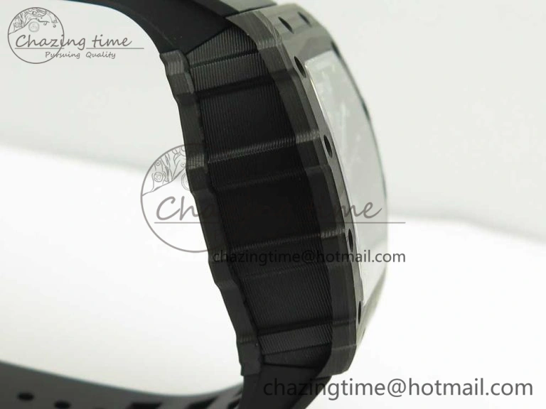 RM011 Carbon Case Chrono KVF 1:1 Best Edition Crystal Skeleton Yellow Dial on Racing Rubber Strap A7750