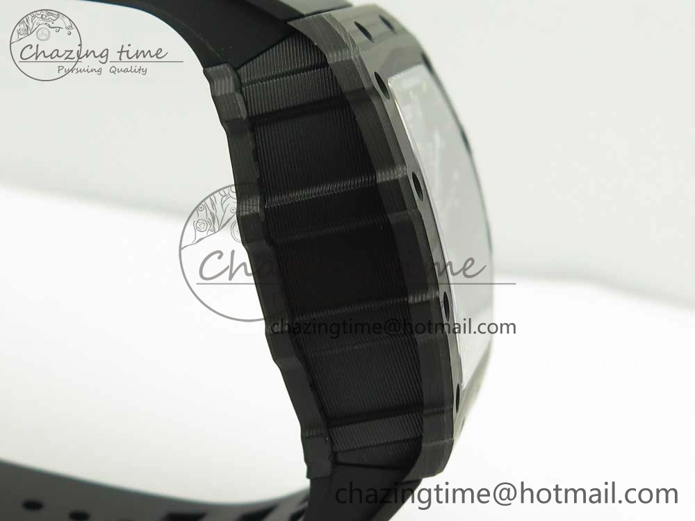 RM011 Carbon Case Chrono KVF 1:1 Best Edition Crystal Skeleton Yellow Dial on Racing Rubber Strap A7750