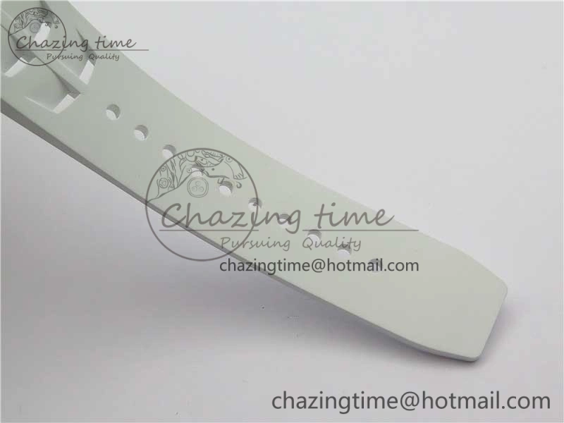 RM011 Carbon Case Chrono KVF 1:1 Best Edition Crystal Skeleton Yellow Dial on White Racing Rubber Strap A7750