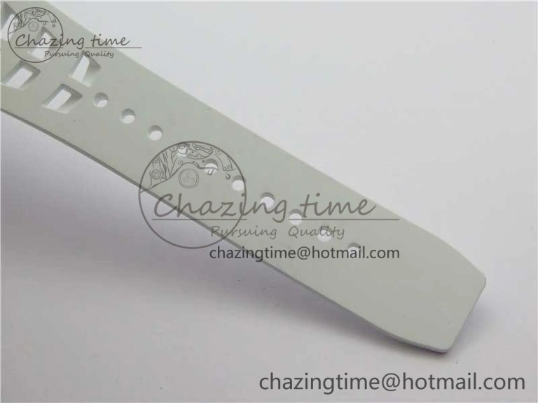 RM011 Carbon Case Chrono KVF 1:1 Best Edition Crystal Skeleton Yellow Dial on White Racing Rubber Strap A7750