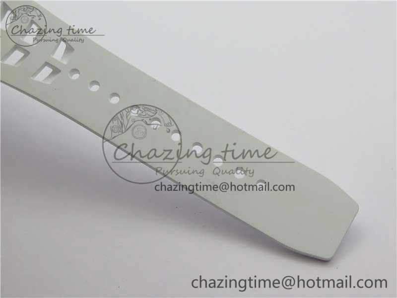 RM011 Carbon Case Chrono KVF 1:1 Best Edition Crystal Skeleton Yellow Dial on White Racing Rubber Strap A7750