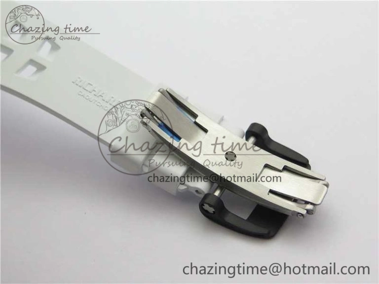 RM011 Carbon Case Chrono KVF 1:1 Best Edition Crystal Skeleton Yellow Dial on White Racing Rubber Strap A7750