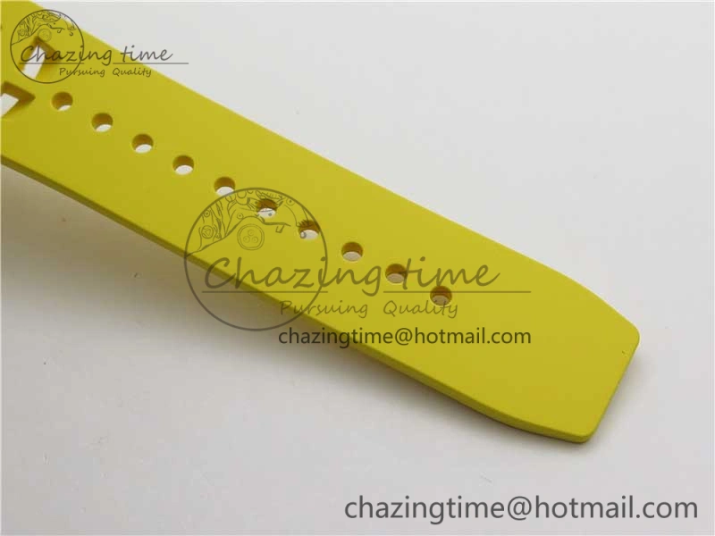 RM011 Carbon Case Chrono KVF 1:1 Best Edition Crystal Skeleton Yellow Dial on Yellow Racing Rubber Strap A7750 V2