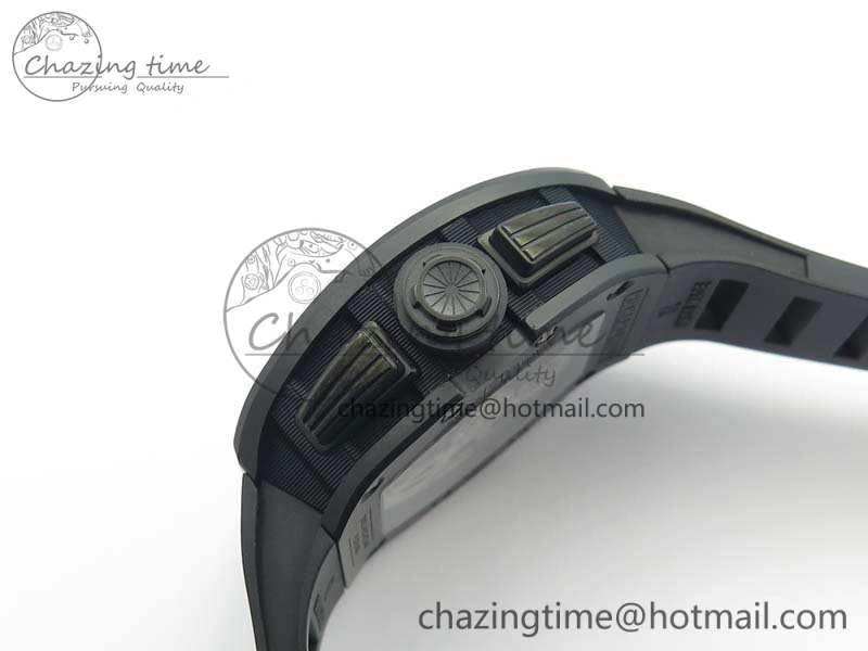 RM011 Ceramic Chrono KVF 1:1 Best Edition Crystal Skeleton Dial Black On Black Rubber Strap