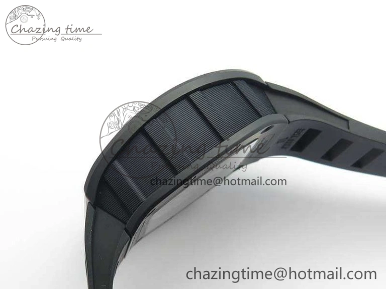 RM011 Ceramic Chrono KVF 1:1 Best Edition Crystal Skeleton Dial Black On Black Rubber Strap