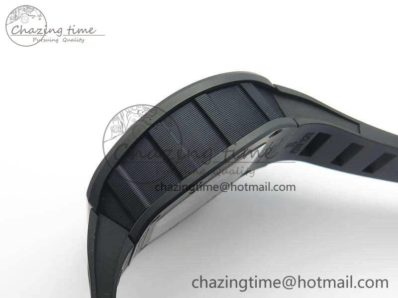 RM011 Ceramic Chrono KVF 1:1 Best Edition Crystal Skeleton Dial Black On Black Rubber Strap