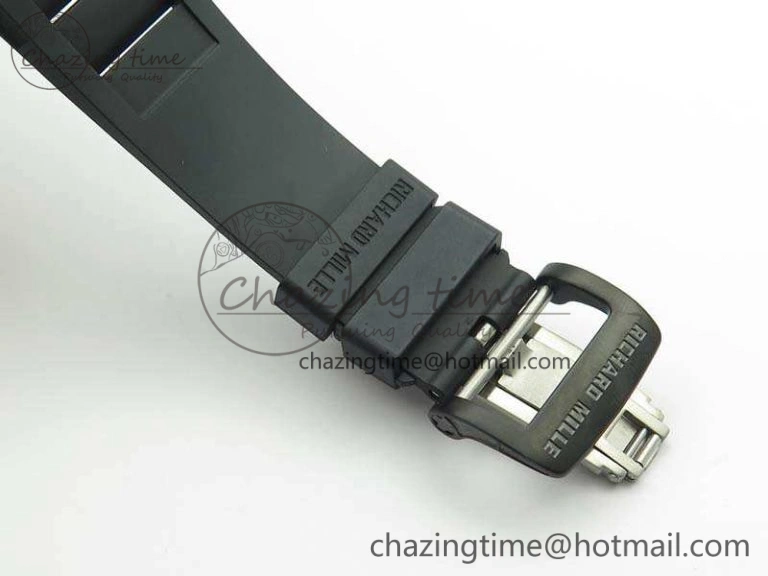 RM011 Ceramic Chrono KVF 1:1 Best Edition Crystal Skeleton Dial Black On Black Rubber Strap
