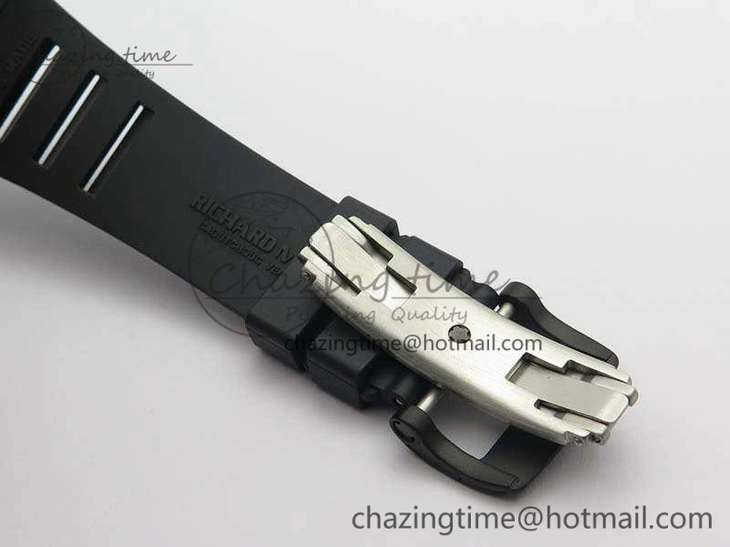 RM011 Ceramic Chrono KVF 1:1 Best Edition Crystal Skeleton Dial Black On Black Rubber Strap