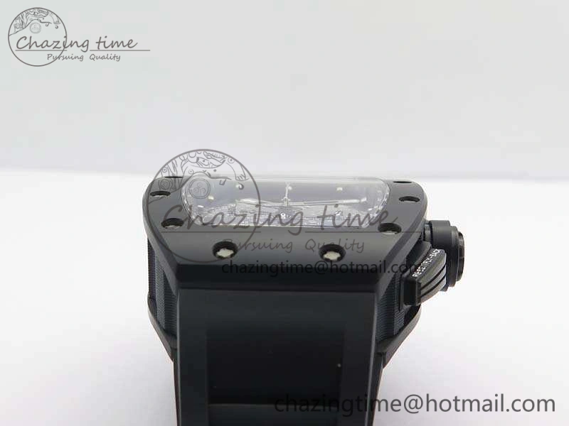 RM011 Ceramic Chrono KVF 1:1 Best Edition Crystal Skeleton Dial Black On Black Rubber Strap