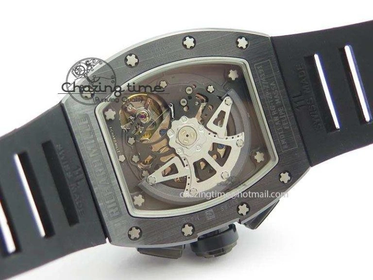 RM011 Felipe Massa Black Ceramic DLC RMF Black Crown On Black Rubber Strap A7750