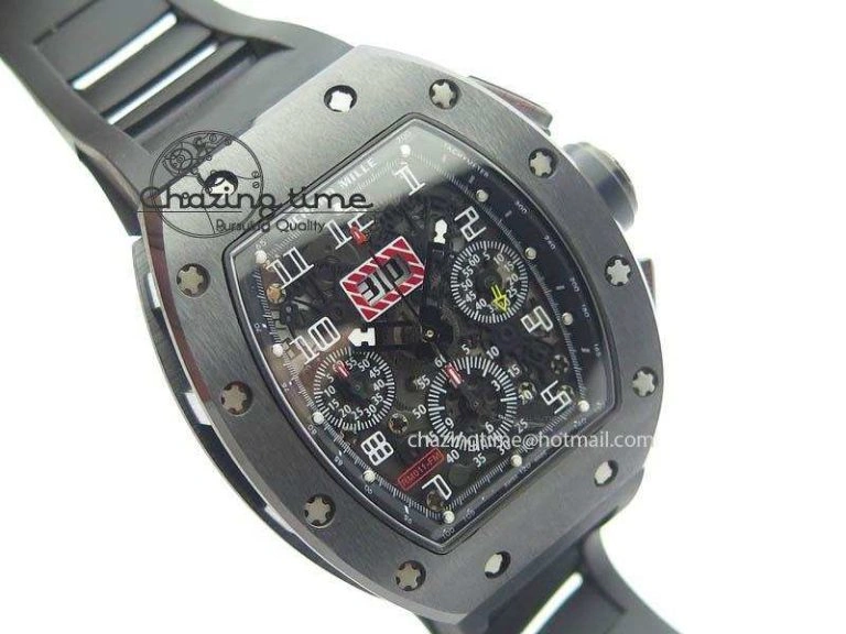 RM011 Felipe Massa Black Ceramic DLC RMF Black Crown On Black Rubber Strap A7750