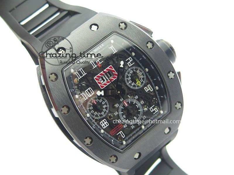 RM011 Felipe Massa Black Ceramic DLC RMF Black Crown On Black Rubber Strap A7750