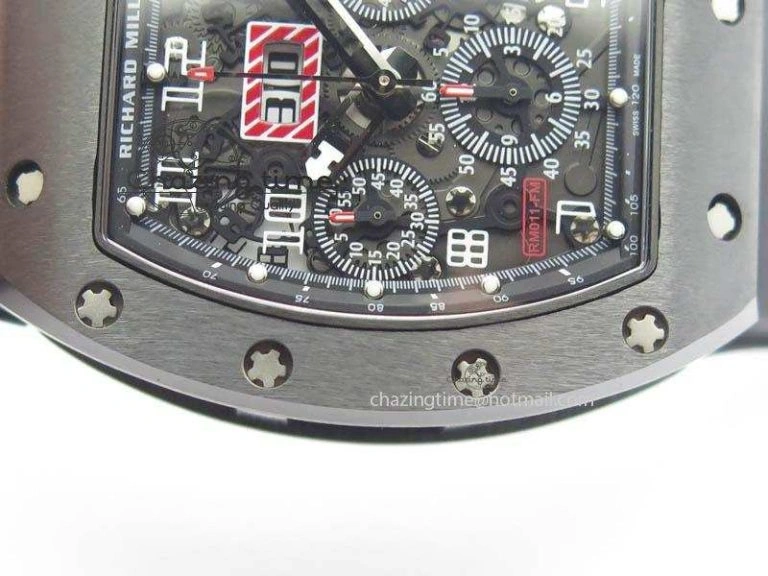 RM011 Felipe Massa Black Ceramic DLC RMF Black Crown On Black Rubber Strap A7750