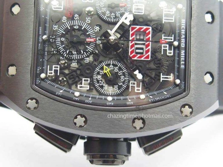 RM011 Felipe Massa Black Ceramic DLC RMF Black Crown On Black Rubber Strap A7750