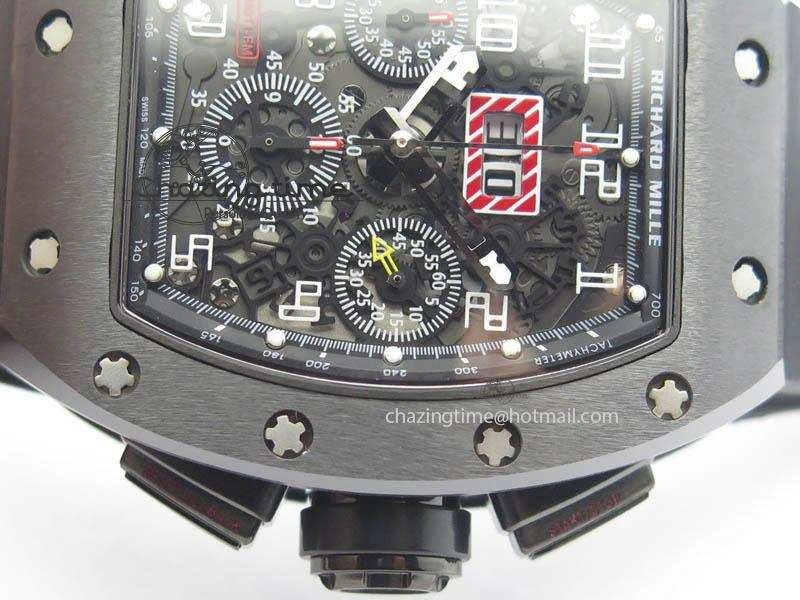 RM011 Felipe Massa Black Ceramic DLC RMF Black Crown On Black Rubber Strap A7750