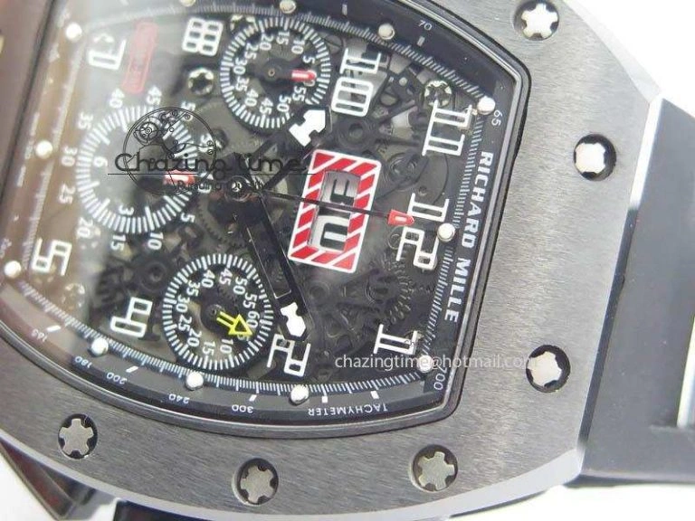 RM011 Felipe Massa Black Ceramic DLC RMF Black Crown On Black Rubber Strap A7750