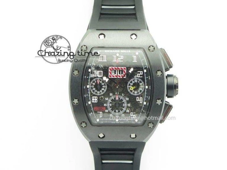 RM011 Felipe Massa Black Ceramic DLC RMF Black Crown On Black Rubber Strap A7750